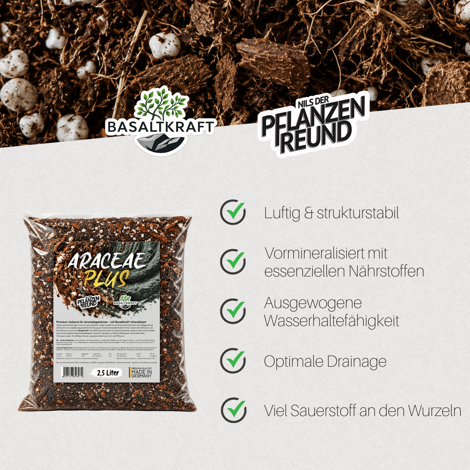 Araceae PLUS | Premium-Substrat mit Basaltkraft® mineralisiert