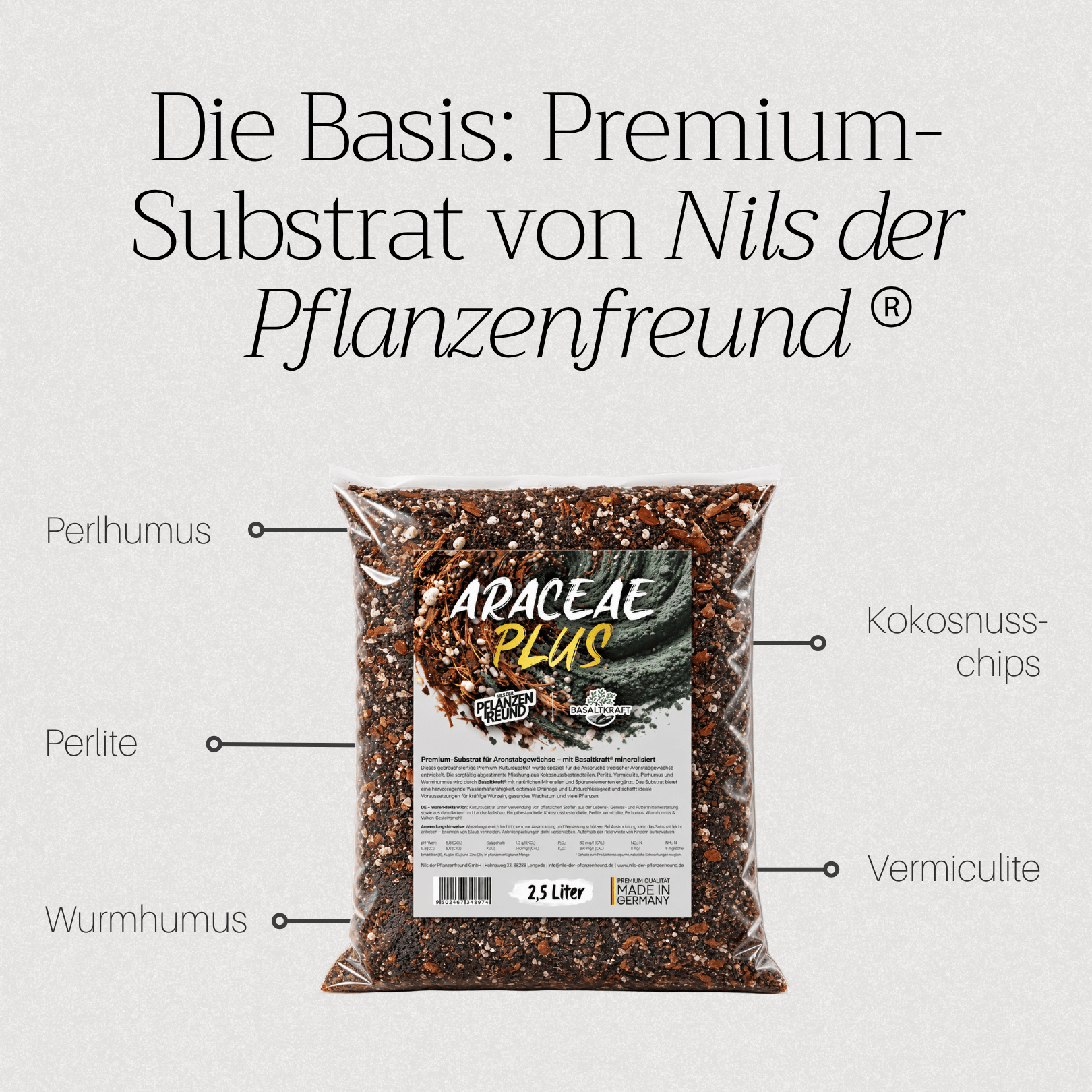 Araceae PLUS | Premium-Substrat mit Basaltkraft® mineralisiert