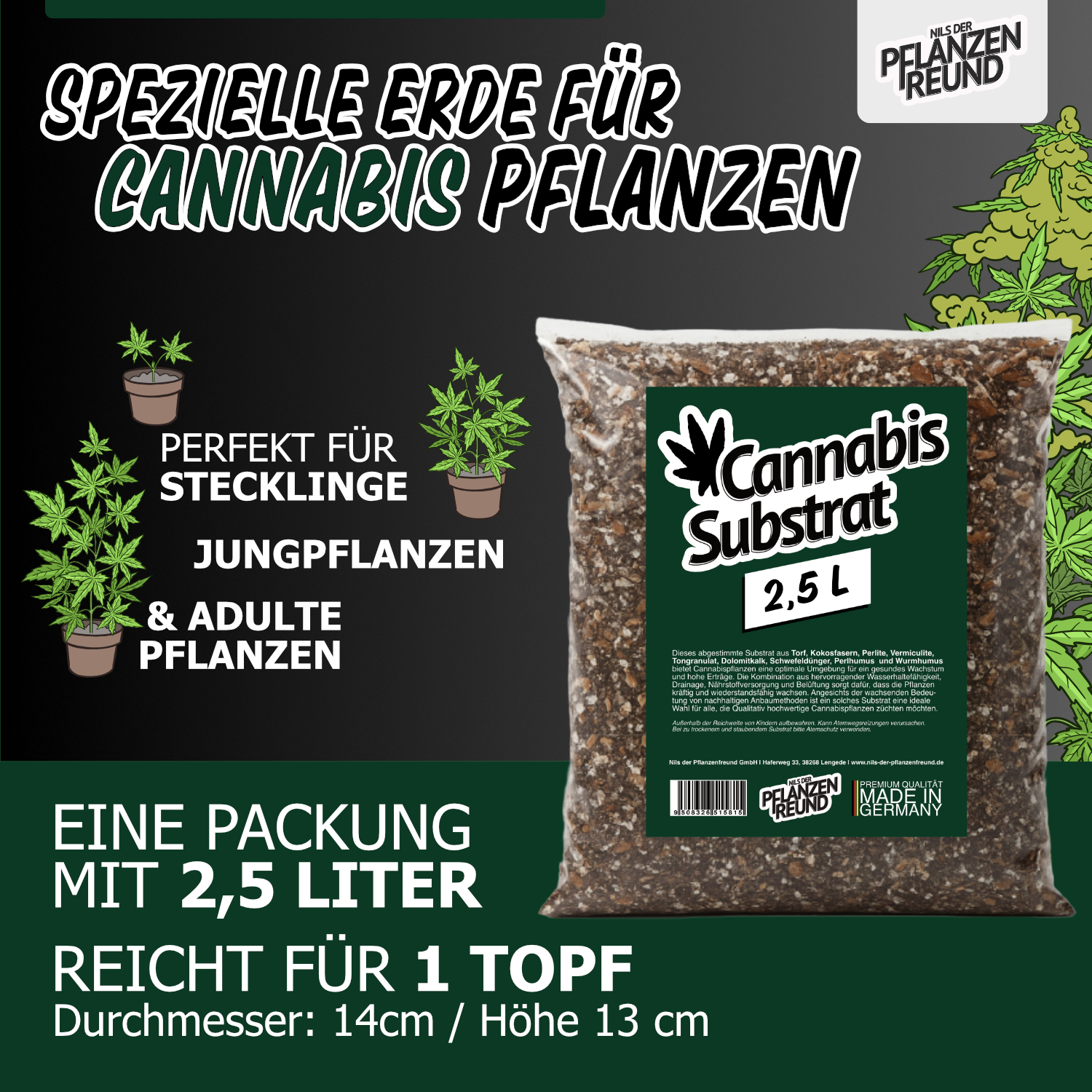 Cannabis Substrat | Premium-Erde für Cannabispflanzen