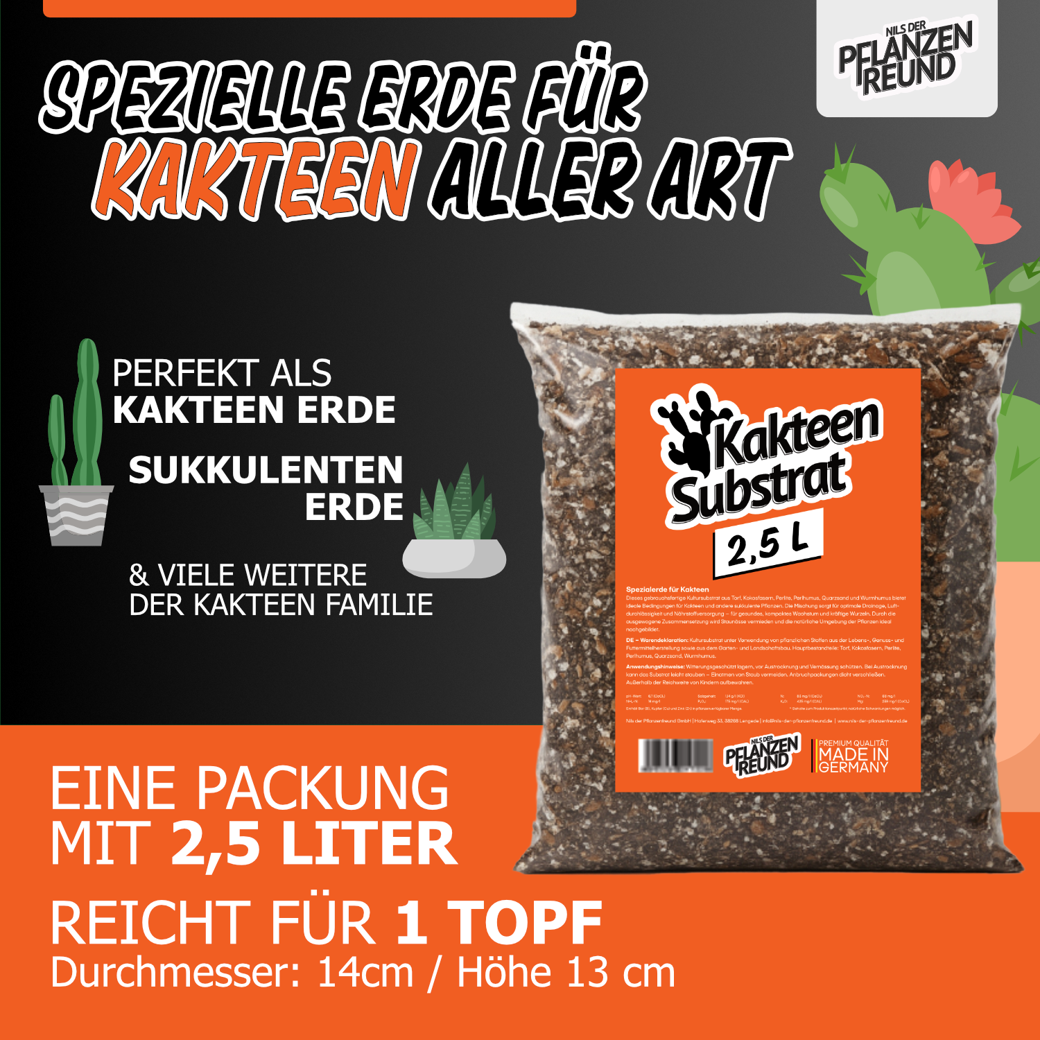Kaktus Substrat | Premium-Erde für Kakteen & Sukkulenten aller Art