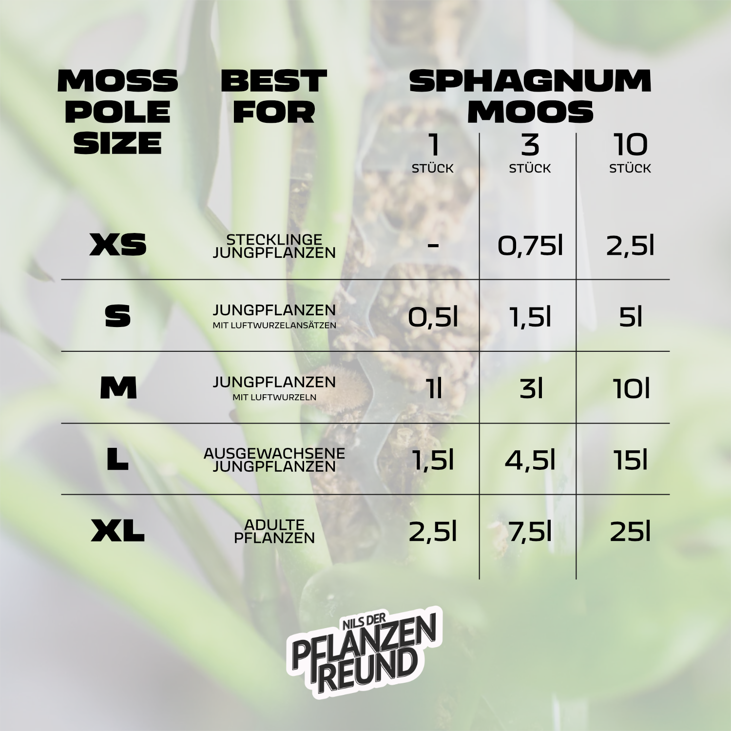 Moosstab L (40cm) | Rankhilfe für Monstera, Philodendron & Kletterpflanzen